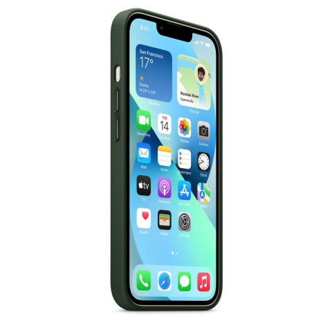 Чохол Leather Case with MagSafe на iPhone 13 Sequoia green